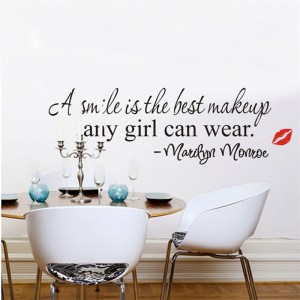 A-smile-is-the-best-makeup-English-wall-stickers-font-b-quotes-b-font-font-b